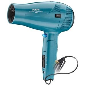 Conair Cord Keeper 1875 Watt Teal Folding Travel Hair Dryer Dual Voltage